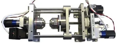 axial torsion microtester performing a test on a wire