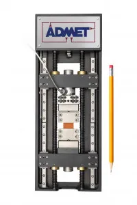 Microtester tensile test with pencil for scale